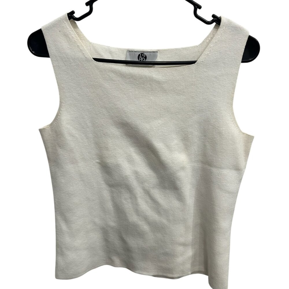 1989 One Eight Nine White Sleeveless Knit Tank Top Size M Stretchy Lightweight